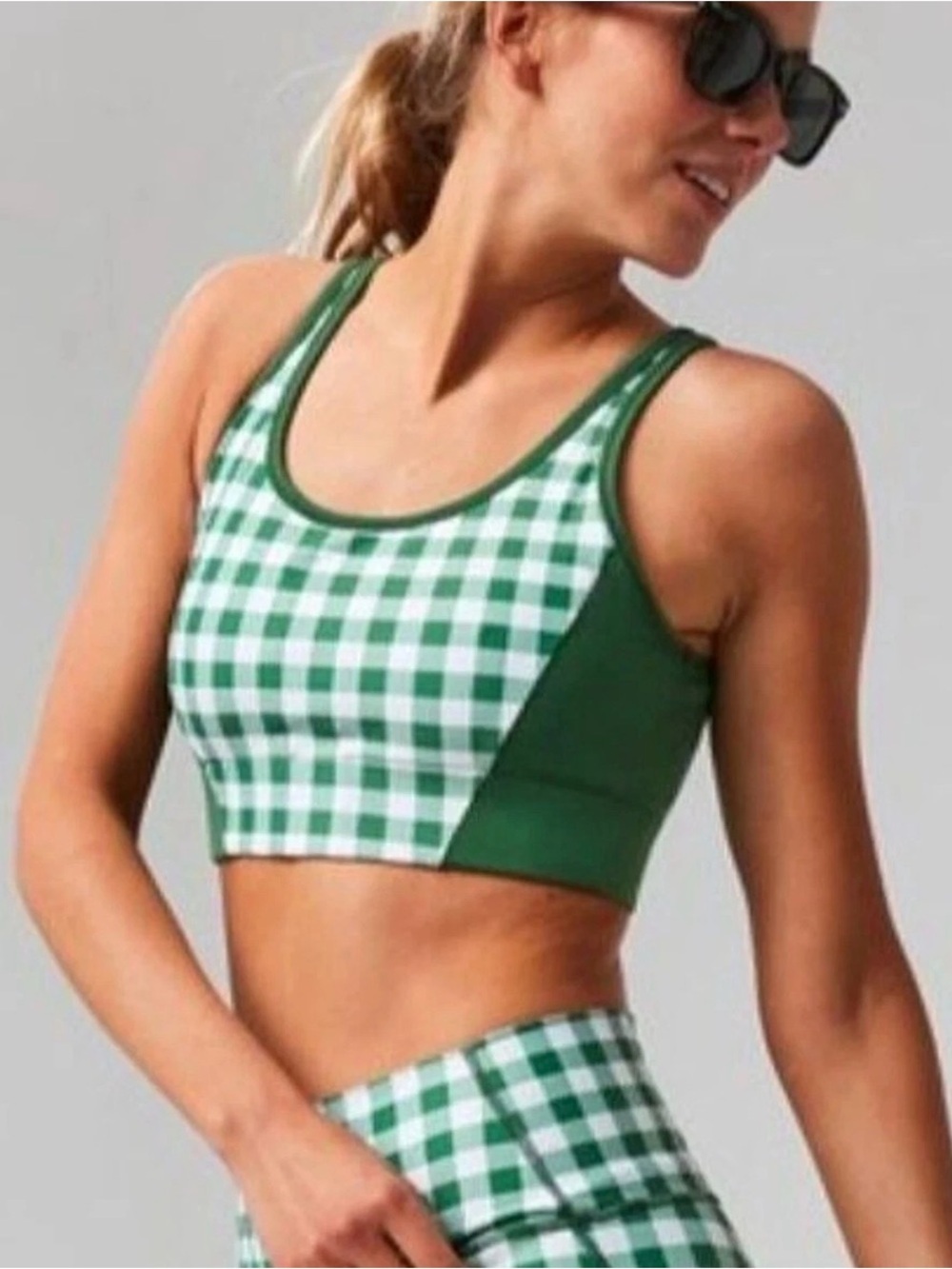Tuckernuck Green Trellis Gingham Sports Bra NWT Extra Small XS